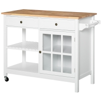 Carrello Da Cucina HOMCOM Con Cassetti E Ruote - Legno E MDF Bianco, 89x40x84 Cm - Foto 6