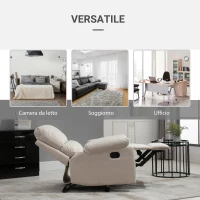 HOMCOM Poltrona Relax Moderna per Soggiorno con Schienale Reclinabile Manuale in Tessuto Beige 79x92x97cm(m-7)