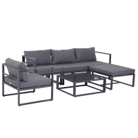 Outsunny Ensemble salon de jardin design contemporain style yachting 5 places avec coussins et table basse aluminium gris