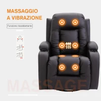 HOMCOM Poltrona Massaggiante Riscaldante Reclinabile in Pelle PU Marrone con 8 Punti di Massaggio e Telecomando, 85x94x104cm(m-4)