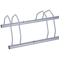 HOMCOM Rastrelliera Portabiciclette per 5 Bici, Acciaio Zincato Antiruggine, Fissaggio Parete/Pavimento 140.5 x 30 x 21.5cm(m-5)