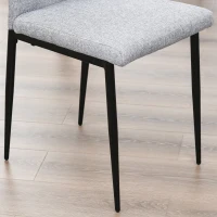 HOMCOM Set di 4 Sedie Imbottite da Salotto con Rivestimento Tessuto e Gambe in Metallo, Grigio(m-7)