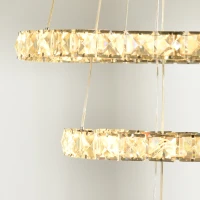 HOMCOM Lampadario Moderno LED a 3 Anelli con Cristalli e Telecomando, Altezza Regolabile, 3 Tonalità di Luce, 71W, Ф40x120cm(m-7)