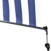 Outsunny Tenda Avvolgibile a Rullo da Esterno, Impermeabile, Funzionamento Manovella, Grigia Bianca e Blu 140 x 200 cm(m-8)