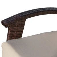 Outsunny Divano da Esterno 2 Posti in Rattan PE, Panchina da Giardino con Cuscini e Braccioli, 120x63x77cm Marrone(m-8)