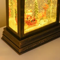 HOMCOM Decorazione Natalizia Lanterna con Babbo Natale in Slitta, Luci e Musica, Alimentazione USB, Bronzo(m-10)