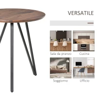 HOMCOM Tavolo da Cucina o da Soggiorno in Stile Industriale, Moderno e Multiuso in Legno e Metallo Nero, Rotondo Φ70cm(m-7)
