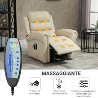 HOMCOM Poltrona Reclinabile Alzapersona in Ecopelle Massaggiante e Riscaldante con Sollevatore Automatico e Telecomando(m-6)