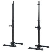 HOMCOM Rack Palestra Regolabile in Altezza su 12 Livelli, Rack Squat in Acciaio, Supporto Bilanciere Max 150KG, 52x48x108-163 cm, Nero(m-1)