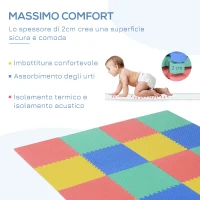 HOMCOM Tappeto Puzzle Antiscivolo 16 Pezzi con Bordi Area Coperta 5,66m² per Bambini EVA Nero(m-4)