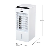 HOMCOM Raffrescatore Evaporativo con Telecomando e Serbatoio 4L, Ventilatore con Ghiaccio 9 Funzioni Timer 7.5h e Oscillazione, 75W, Bianco(m-3)