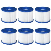 Outsunny Set di 6 Filtri di Ricambio per Piscina Idromassaggio Gonfiabile, in PP e TNT Φ10x8cm Blu e Bianco(m-1)