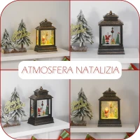 HOMCOM Decorazione Natalizia Lanterna con Babbo Natale, Giochi di Luce e Musica, Alimentazione USB, Bronzo(m-8)