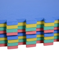 HOMCOM Tappeto Puzzle Gioco per Bambini Cameretta 32 Pezzi in EVA Morbido Ecologico Atossico Colorato 63×63cm(m-8)