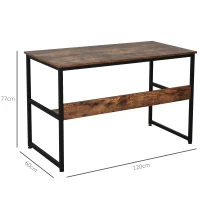 HOMCOM Scrivania Moderna Design Industriale in Metallo e Pannelli Truciolari Impermeabili e Antigraffio con Mensola, 120x60x77cm(m-3)