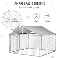 PawHut Recinto per Cani da Esterno, Recinto per Animali con Copertura Impermeabile 230x230x172cm(m-5)