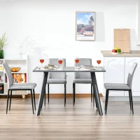 HOMCOM Set di 4 Sedie Imbottite da Salotto con Rivestimento Tessuto e Gambe in Metallo, Grigio(m-4)