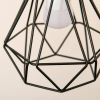 HOMCOM Lampada da Tavolo in Stile Industriale, Lampada da Comodino con Paralume Regolabile in Metallo Nero e Color Legno, 25x15x48cm(m-8)