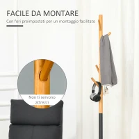 HOMCOM Albero Appendiabiti da Terra con Altezza Regolabile, Attaccapanni 2 in 1 con Tavolino e 5 Ganci, 40x40x179cm, Legno e Nero(m-7)
