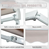 Outsunny Tenda da Sole a Bracci 3x2m Avvolgibile Manuale in Poliestere Beige(m-7)