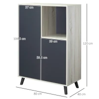 HOMCOM Libreria Moderna in Legno con 2 Ante e Vano Aperto, Mobile Multiuso per Soggiorno, Camera da Letto, Ufficio, Grigio Scuro(m-3)