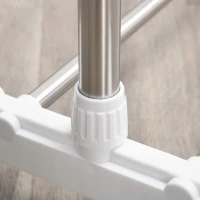 HOMCOM Stender Estensibile Appendiabiti Stendibiancheria 3 Livelli con Portascarpe e Ruote, Acciaio e PP, Bianco, 93-172x42x95-162.5cm(m-8)
