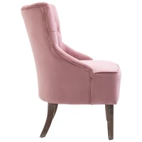 Homcom Poltroncina in Velluto Rosa con Gambe in Legno e Schienale Trapuntato(m-5)
