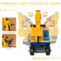 HOMCOM Ruspa Giocattolo con Escavatore Manuale, Seduta Girevole e Casco, Gioco Cavalcabile Bambini 2-3 Anni, 77x26x55cm, Giallo(m-5)