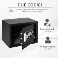 HOMCOM Mini Cassaforte Elettronica con Codice, Chiave di Sicurezza e Allarme, in Acciaio, 38x30x30cm Nero(m-4)