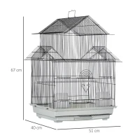 PawHut Gabbia per Uccelli in Metallo e Plastica con Maniglia di Trasporto e Vassoio Estraibile, 51x40x67cm(m-3)