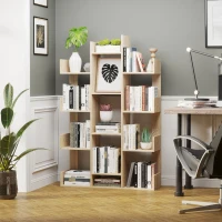 HOMCOM Bibliothèque étagère de rangement en arbre séparation design contemporain dim. 96L x 30l x 150H cm panneaux particules aspect chêne clair(m-7)