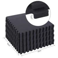 HOMCOM Tappeto Puzzle Gioco per Bambini Cameretta 32 Pezzi in EVA Morbido Ecologico Atossico Nero 63×63cm(m-3)