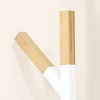 HOMCOM Appendiabiti da Terra Salvaspazio con 8 Braccia e Base Rettangolare in Metallo e Bambù, 34x30x183cm Bianco(m-9)