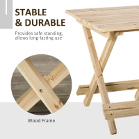 Outsunny Tavolo da Picnic in Legno, Tavolino da Giardino o da Esterno Pieghevole e Portatile, 50x50x51cm(m-5)