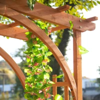 Outsunny Arco in Legno da Giardino con Pergola e Spalliera per Piante Rampicanti, Decorazioni per Matrimonio e Patio, 160x60x215cm(m-8)
