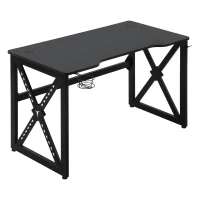 HOMCOM Scrivania da Gaming con Luci a LED di 20 Colori, Scrivania per Computer Porta PC con Portabicchieri e Gancio Cuffie, 120x60x73cm, Nera(m-1)