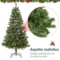 HOMCOM Albero di Natale Artificiale da 150cm con 490 Rami e 170 Luci a LED, Base Pieghevole e Rimovibile(m-6)