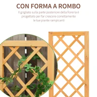 Outsunny Fioriera con Grigliato da Esterno o Giardino, Vaso per Piante Rampicanti in Legno 40x40x160cm(m-5)
