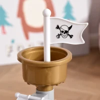 HOMCOM Nave dei Pirati Giocattolo per Bambini, Giochi per Mare e Giardino con 26 Accessori Inclusi, 45.5x30x57.5cm(m-14)
