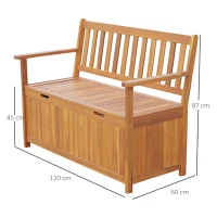 Outsunny Tuinbank met opbergruimte kistbank zitbank opbergbox 2-zitsbank hout bruin(m-3)