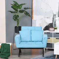 HOMCOM Divano Letto 2 Posti con Letto Singolo, Arredamento Moderno per Soggiorno e Ufficio, 87x69x69cm, Blu(m-4)