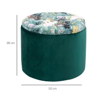 HOMCOM Pouf Contenitore Poggiapiedi Rotondo, Coperchio Imbottito e Trapuntato(m-3)