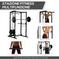 HOMCOM Palestra Multifunzione Stazione Fitness per Allenamento a Casa e Professionale, in Acciaio, 155x118x220cm, Nero(m-6)