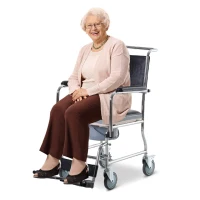 HOMCOM Carrozzina WC Impermeabile Antiscivolo con Vaso Rimovibile Anziani e Disabili Ecopelle e Metallo 66x55x92cm(m-2)