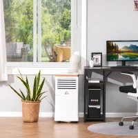 HOMCOM Condizionatore Portatile Deumidificatore con Telecomando, Timer 24h e 2 Velocità, 1010W Classe Energetica A, 9000BTU, 35.5x34x70cm Bianco(m-2)