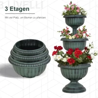 Outsunny bloembak plantenbak plantenpot bloemenstandaard drie verdiepingen vintage groen(m-5)