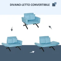 HOMCOM Divano Letto 2 Posti con Letto Singolo, Arredamento Moderno per Soggiorno e Ufficio, 87x69x69cm, Blu(m-5)
