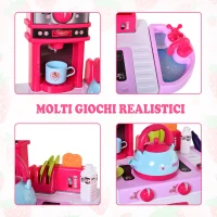 HOMCOM Cucina Giocattolo per Bambini con Suoni e Luci 33 Accessori Inclusi(m-5)