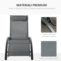 Outsunny Sdraio da Giardino Reclinabile su 5 Livelli con Cuscino Rimovibile, Alluminio e Texteline, 171x64x82cm Grigio(m-5)