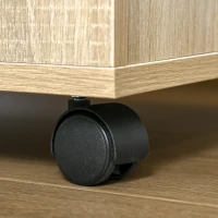 HOMCOM Table basse bout de canapé table d'appoint table de lit à roulette avec rangement chêne clair(m-9)